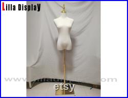 Adjustable Base Natural Linen Female Mannequin Dress Form Torso Naomi