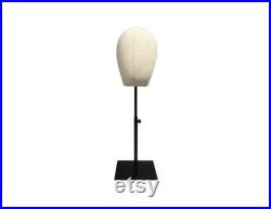 Adjustable Black Square Base Natural linen Female Mannequin Head Nico for Hat Display Wig Display