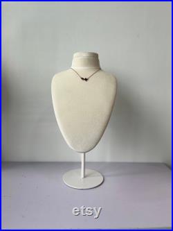 Adjustable Cream White Velvet Necklace Display Stand