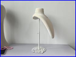 Adjustable Cream White Velvet Necklace Display Stand