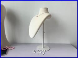 Adjustable Cream White Velvet Necklace Display Stand