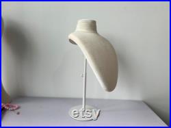 Adjustable Cream White Velvet Necklace Display Stand