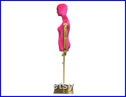 Adjustable Gold Base Articulated Gold Arms Abstract Velvet Female Mannequin Dress Form Adria
