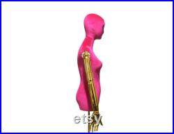 Adjustable Gold Base Articulated Gold Arms Abstract Velvet Female Mannequin Dress Form Adria