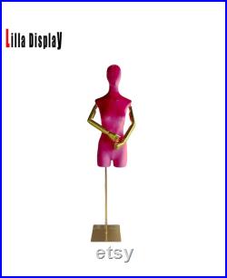 Adjustable Gold Base BIG PLUS SIZE Hot Pink Female Mannequin Dress Form Alessia