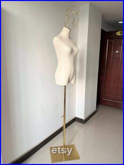 Adjustable Gold Base Gold Wire Head Female Mannequin Dress Form Clara