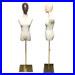 Adjustable Gold Base Wooden Mannequin Head Linen Female Mannequin Dress Form Laura