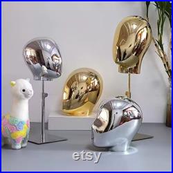 Adjustable Gold Chrome Baby Hat Display Mannequin Head