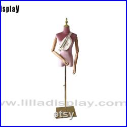 Adjustable Gold Square Base Pink Color Velvet Wooden Arms Female Mannequin Dress Form Mia