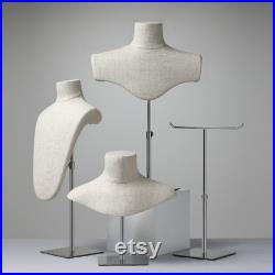 Adjustable Height Bust Form, Chest Mannequin for Jewelry Display,Fashion Necklace Display Holder,Model Torso for scarves Storage