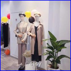 Adjustable Height Canvas Female Mannequin,Half Body Mannequin with Golden Metal Base,Adult Women Torso Dress Form for Clothes Display