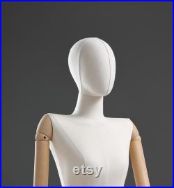 Adjustable Height Female Mannequin, Half Body Mannequin with Metal Base, Adult Mannequin With Wooden Hand, Flexible Wooden Finger, KS315