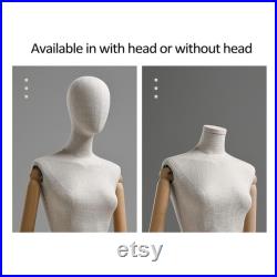 Adjustable Height Female Mannequin, Half Body Mannequin with Metal Base, Adult Mannequin With Wooden Hand, Flexible Wooden Finger, KS315