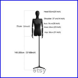 Adjustable Height Female Mannequin, Half Body Mannequin with Metal Base, Adult Mannequin With Wooden Hand, Flexible Wooden Finger, LG804