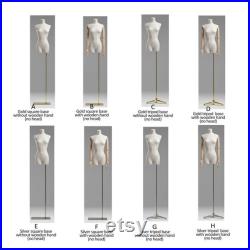 Adjustable Height Female Mannequin, Half Body Mannequin with Metal Base, Adult Mannequin With Wooden Hand, Flexible Wooden Finger, KS315