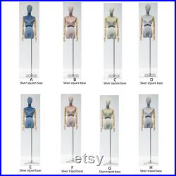 Adjustable Height Female Mannequin, Half Body Mannequin with Metal Base, Adult Mannequin With Wooden Hand, Flexible Wooden Finger, LL711