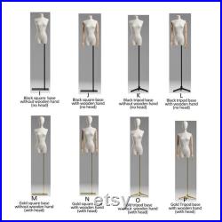 Adjustable Height Female Mannequin, Half Body Mannequin with Metal Base, Adult Mannequin With Wooden Hand, Flexible Wooden Finger, KS315