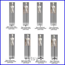 Adjustable Height Female Mannequin, Half Body Mannequin with Metal Base, Adult Mannequin With Wooden Hand, Flexible Wooden Finger, KS315