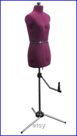 Adjustable Mannequin Dress Form Female With Three Steel Legs Petite Size Red
