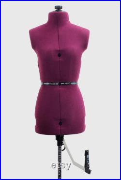 Adjustable Mannequin Dress Form Female With Three Steel Legs Petite Size Red