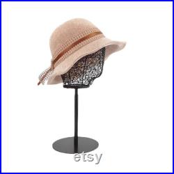 Adjustable Round Black Base Black Metal Wire Mannequin Head Kai