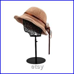Adjustable Round Black Base Black Metal Wire Mannequin Head Kai