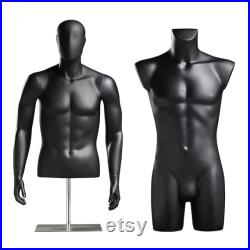 Adjustable Silver Base Black Sports Male Mannequin Torso Mike