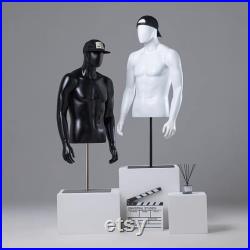 Adjustable Silver Base Black Sports Male Mannequin Torso Mike