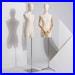 Adjustable Silver Square Base Wooden Articulated Arms Natural Linen Female Mannequin Dress Form NadiaS