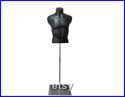 Adjustable Siver Base Black Sports Male Mannequin Torso Manus