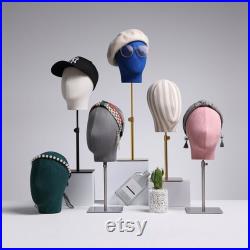Adjustable Suede Mannequin Head, Linen Female and Male Mannequin Hat block ,Metal Hat Holder, High-grade Rack Accessories for Hair Boutique