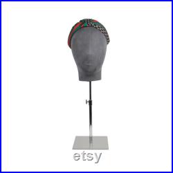 Adjustable Suede Mannequin Head, Linen Female and Male Mannequin Hat block ,Metal Hat Holder, High-grade Rack Accessories for Hair Boutique