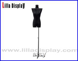 Adjustable black tripod base black velvet off shoulder female dress form Paula