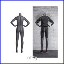 Adult Female Athletic Build Matte Gray Fiberglass Headless Mannequin with Base NI-9