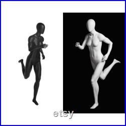 Adult Female Athletic Fitness Jogging Matte White Fiberglass Mannequin with Base PB4