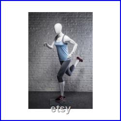 Adult Female Athletic Fitness Jogging Matte White Fiberglass Mannequin with Base PB4