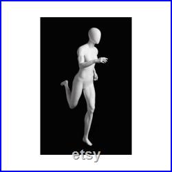 Adult Female Athletic Fitness Jogging Matte White Fiberglass Mannequin with Base PB4
