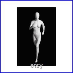 Adult Female Athletic Fitness Jogging Matte White Fiberglass Mannequin with Base PB4