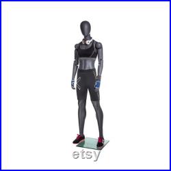 Adult Female Fiberglass Flexible Movable Elbow Athletic Matte Gray Mannequin FFXG