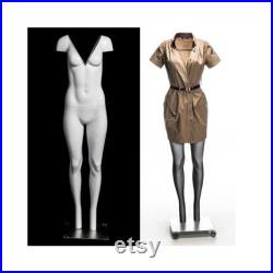 Adult Female Full Body Matte White Fiberglass Headless Invisible Upper Body V-Neck Ghost Mannequin GH1-S