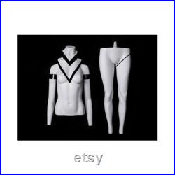 Adult Female Full Body Matte White Fiberglass Headless Invisible Upper Body V-Neck Ghost Mannequin GH1-S