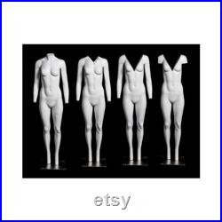 Adult Female Full Body Matte White Fiberglass Headless Invisible Upper Body V-Neck Ghost Mannequin GH1-S