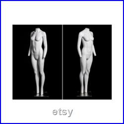 Adult Female Full Body Matte White Fiberglass Headless Invisible Upper Body V-Neck Ghost Mannequin GH1-S