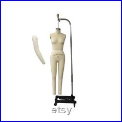 Adult Female Full Body Professional Tailor Dress Form Pinnable Mannequin with Right Arm and Padding Kit 601-FULL