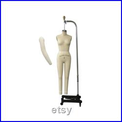 Adult Female Full Body Professional Tailoring Dress Form Linen Mannequin with Right Arm and Padding Kit FULLSIZE-ST