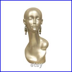 Adult Female Glossy Silver Fiberglass Mannequin Head Display TINAS
