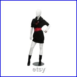 Adult Female Glossy White Faceless Fiberglass Fashion Mannequin with Metal Base GF12W