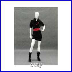 Adult Female Glossy White Faceless Fiberglass Fashion Mannequin with Metal Base GF12W