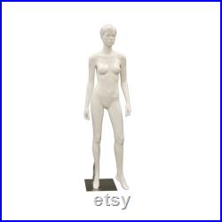 Adult Female Glossy White Full Body Fashion Mannequin with Face and Molded Hair ABBYW2