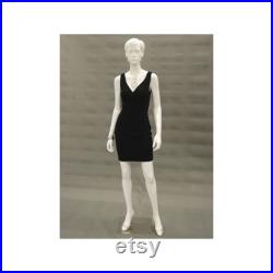 Adult Female Glossy White Full Body Fashion Mannequin with Face and Molded Hair ABBYW2